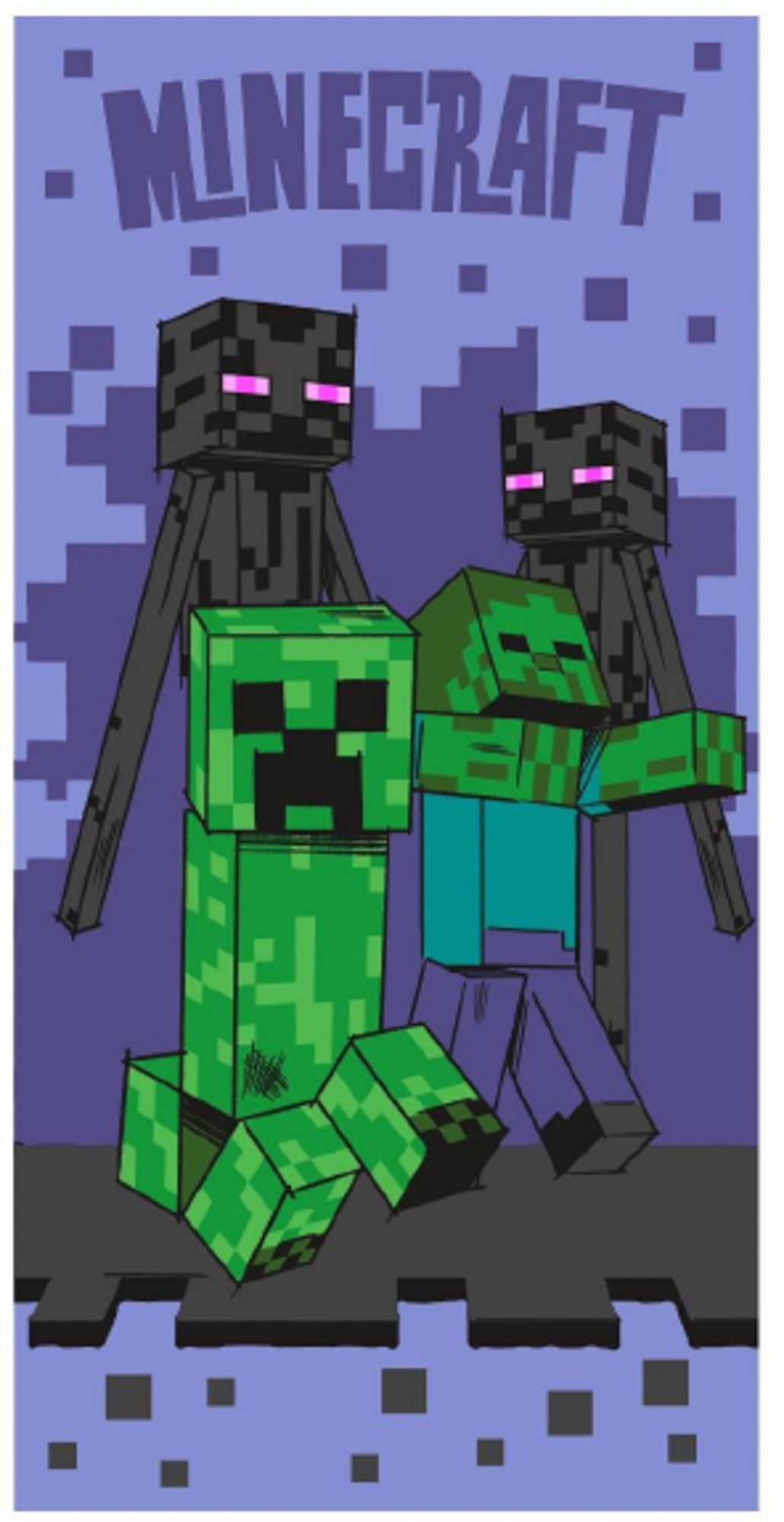 Minecraft Creeper handdoek - 70x140 cm - 100% katoen - Zachte badhanddoek met zombie en slenderman
