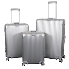 Aluminium koffers - Kofferset 3 stuks - Luxe reiskoffers - Zilver met TSA-slot