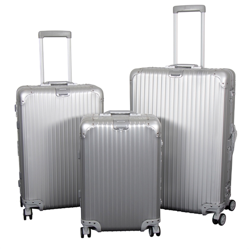 Aluminium koffers - 3 st. set - Luxe reiskoffers - Zilverkleurig met tsa slot