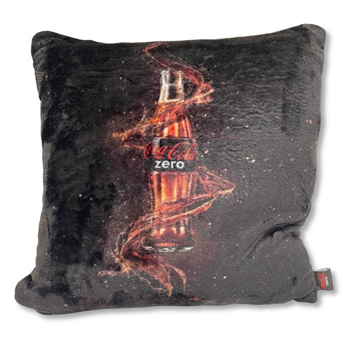 Coca Cola Zero sierkussen - 43x43 cm - Zacht zwart fleece kussen