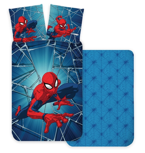 Junior beddengoed 100x140 cm - Omkeerbaar dekbedovertrek met Spiderman - 100% katoenen bedlinnen
