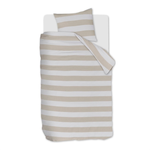 Gestreept beddengoed 140x200 cm - Beddenset van 100% zacht mousseline katoen - Striped Sand - Riviéra Maison bedlinnen