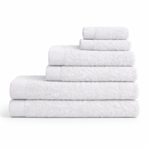 Katoenen handdoeken - 100% katoen - 6-delig - Klaproos - Wit