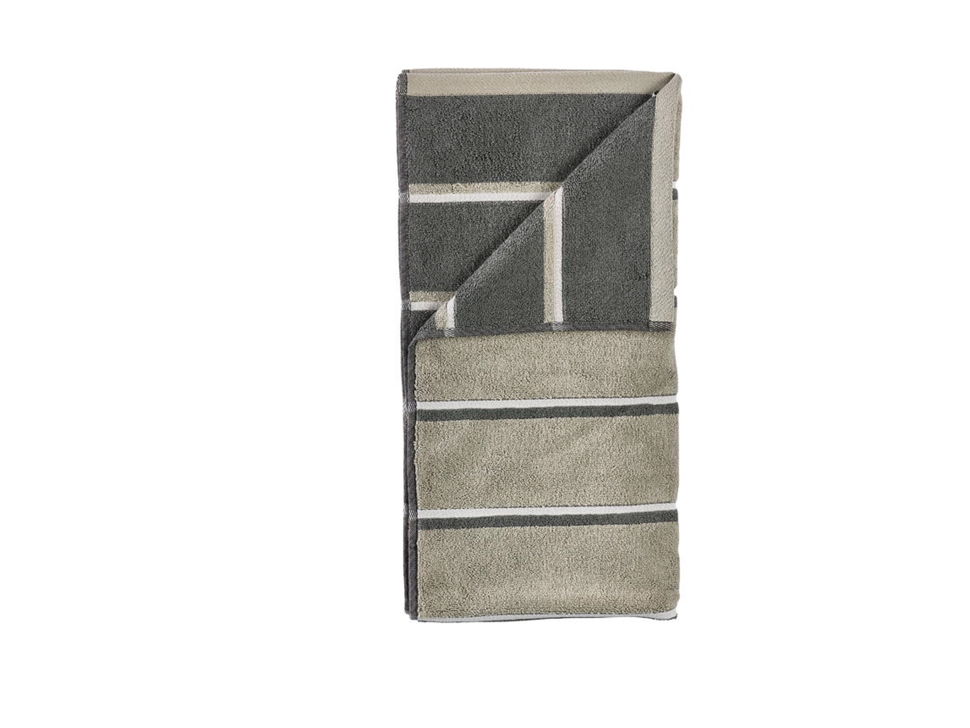 Handdoek - 100% katoen - Zone Denmark Sauna - Gestreept Olive