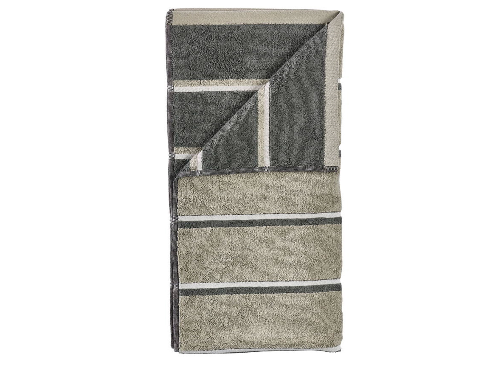 Handdoek - 100% katoen - Badhanddoek 70x140 cm - Zone Denmark Sauna - Gestreept Olive