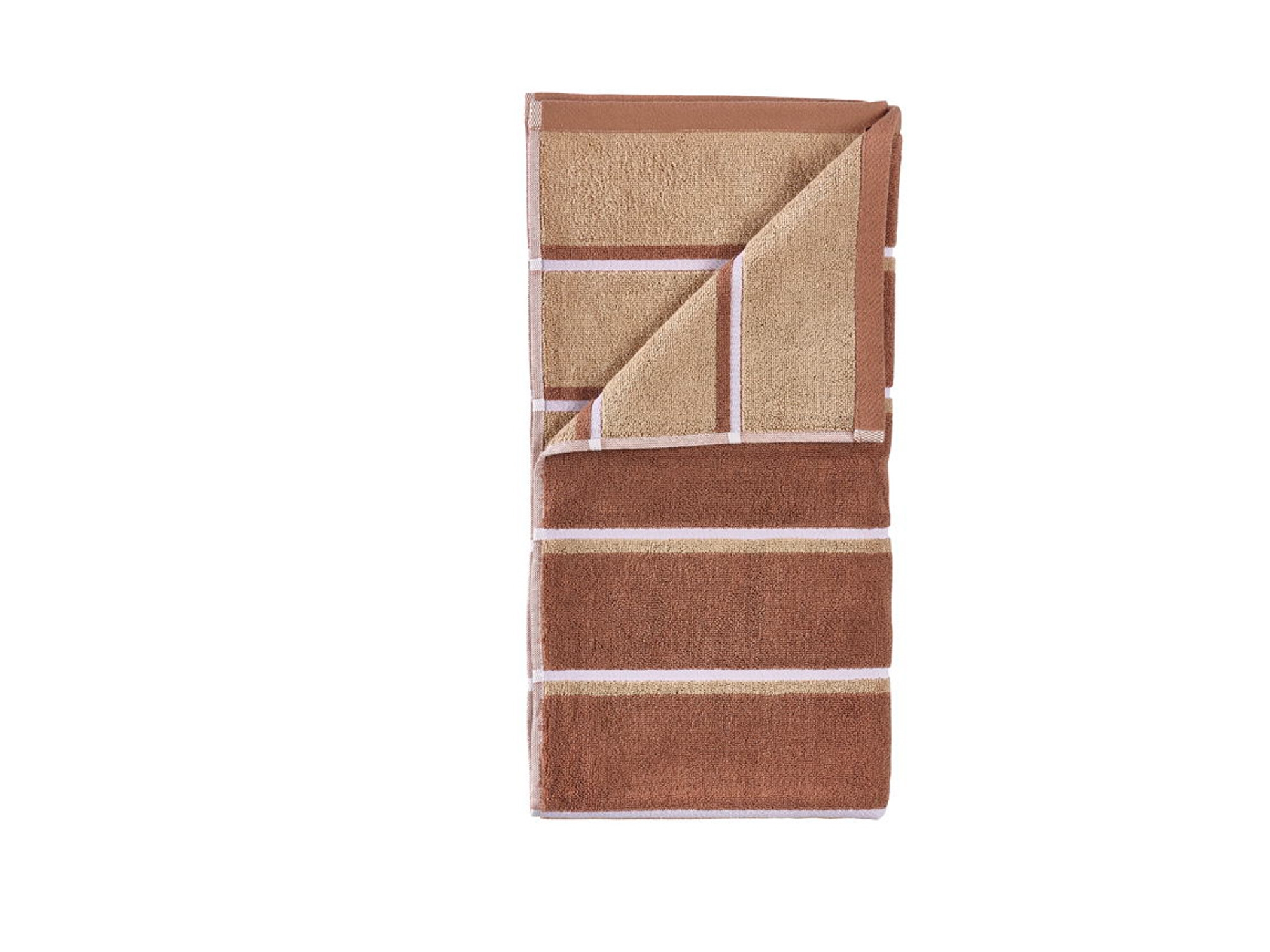 Handdoek - 100% katoen - Zone Denmark Sauna - Gestreept Terracotta