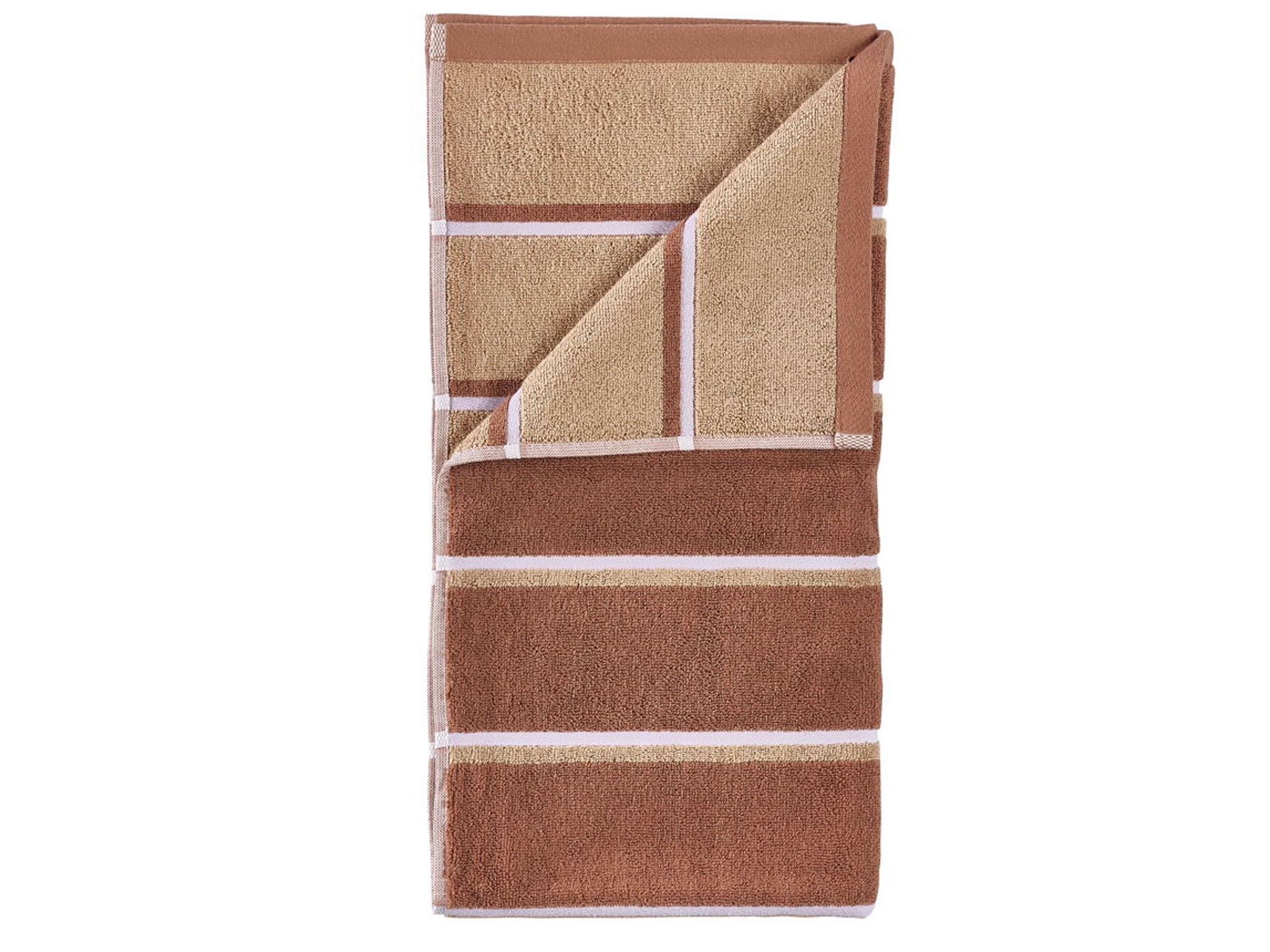 Handdoek - 100% katoen - Badhanddoek 70x140 cm - Zone Denmark Sauna - Gestreept Terracotta