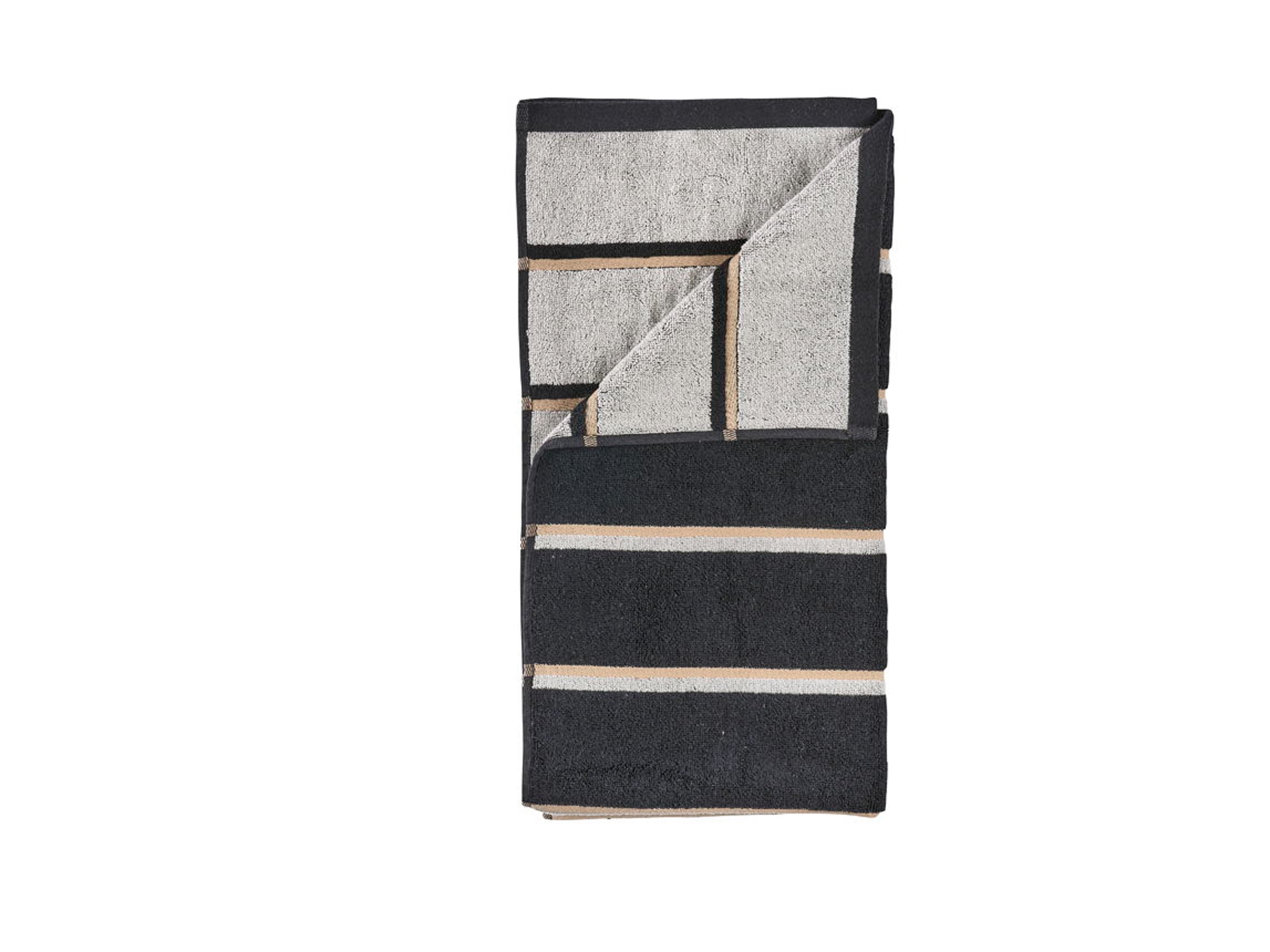 Handdoek - 100% katoen - Zone Denmark Sauna - Gestreept Black