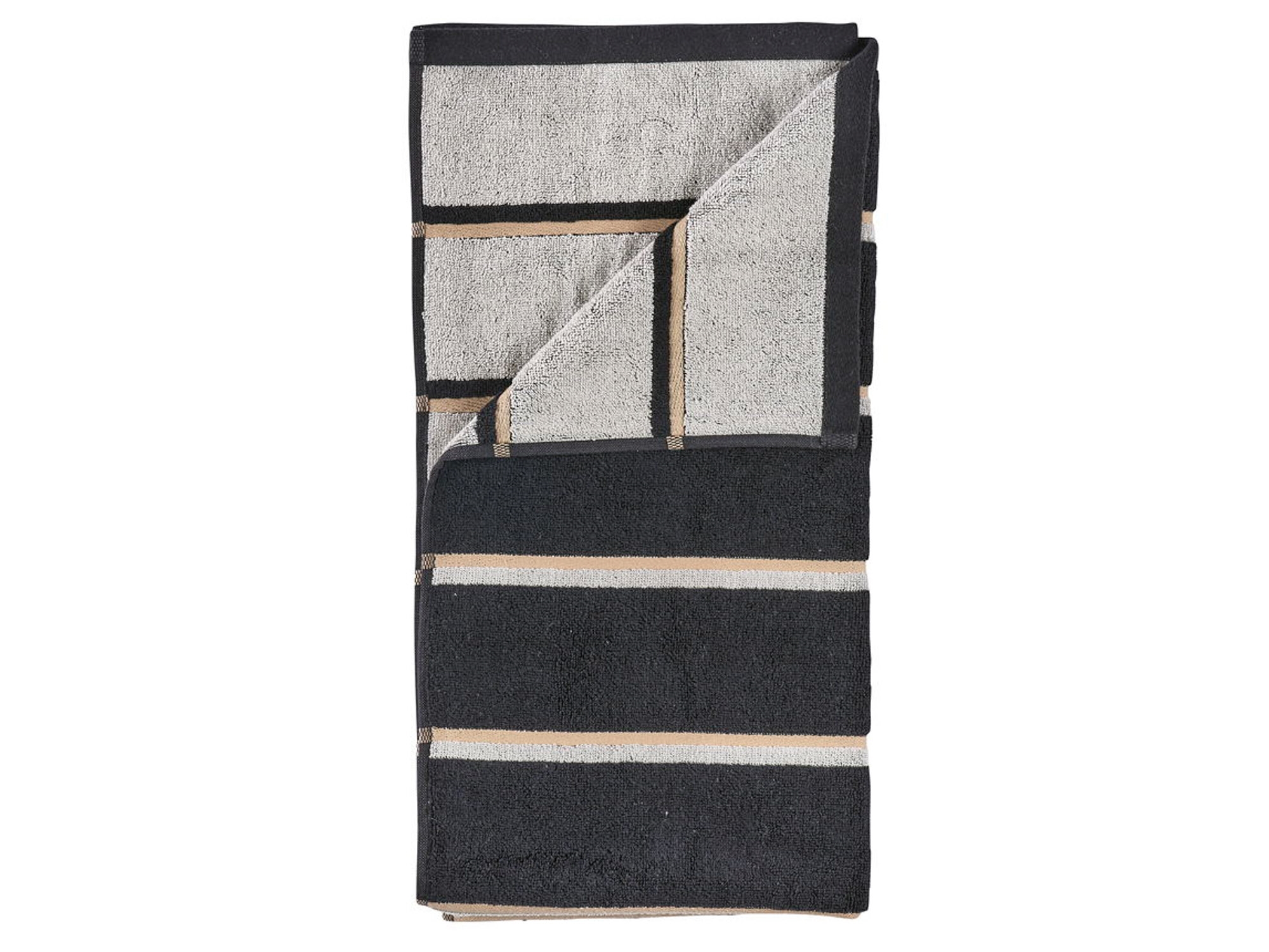 Handdoek - 100% katoen - Badhanddoek 70x140 cm - Zone Denmark Sauna - Gestreept Black