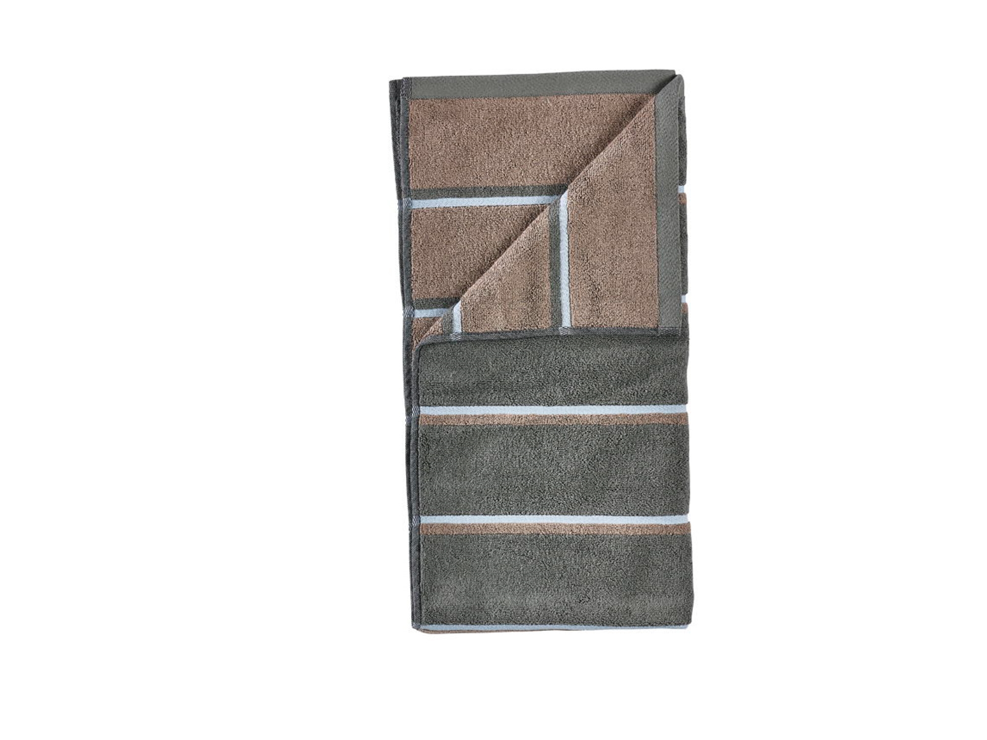 Handdoek - 100% katoen - Zone Denmark Sauna - Gestreept Olive Green