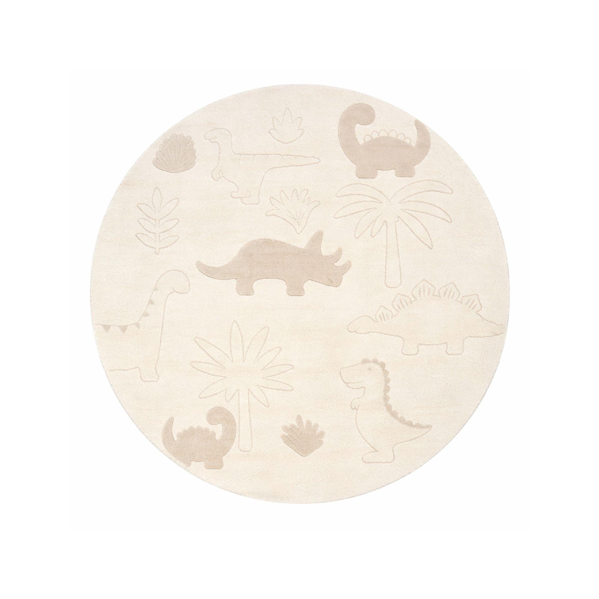 Rond kindervloerkleed - Ø 120 cm - Beige met dinosaurus - Eclipse - Nordstrand Home