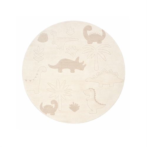 Rond kindervloerkleed - Ø 120 - Beige met dinosaurus - Eclipse - Nordstrand Home