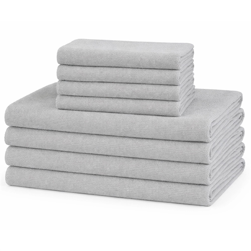 Microvezel handdoeken - Lichtgewicht handdoeken - 8-pack - Lichtgrijs