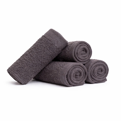 Katoenen washandjes - 100% katoen - Washandjes 30x30 cm - 4-pack - Klaproos - Donkergrijs