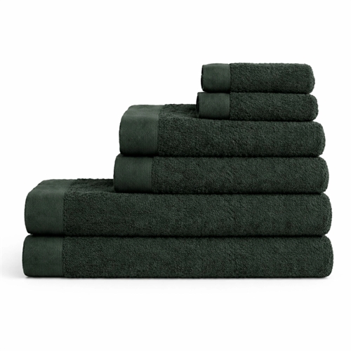 Katoenen handdoeken - 100% katoen - set van 6 - Valmue - Donkergroen