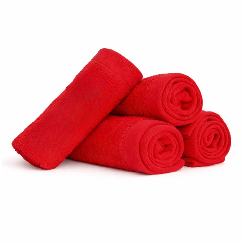 Katoenen washandjes - 100% katoen - Washandjes 30x30 cm - 4-pack - Klaproos - Rood