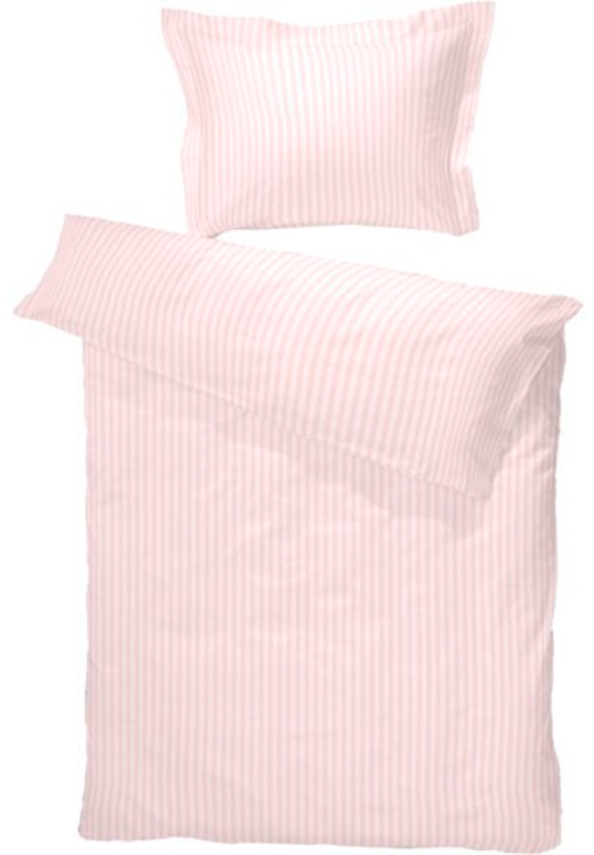 Lichtroze beddengoed - 100% Egyptisch katoensatijn - Junior beddengoed 100x140 cm - Turistripa - Smalle strepen