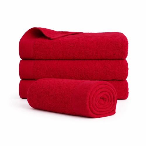 Katoenen handdoek - 100% katoen - 50x100 cm - Klaproos - Rood