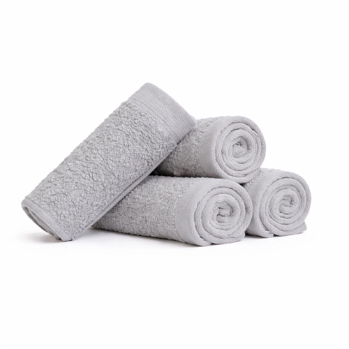 Katoenen washandjes - 100% katoen - washandjes 30x30 cm - set van 4 - Klaproos - Lichtgrijs